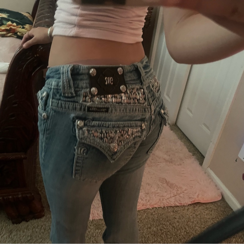 Miss Me Blue Boot Cut Jeans with Embellished Details - Picture 1 of 3